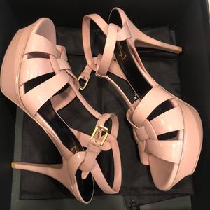 Yves St Laurent Mid-heel Patent Platform Sandal